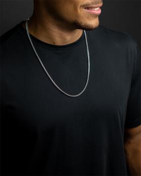 Preview: 3 mm Fuchsschwanz-Halskette aus Edelstahl mit versilberter Oberfläche - Dux Silver